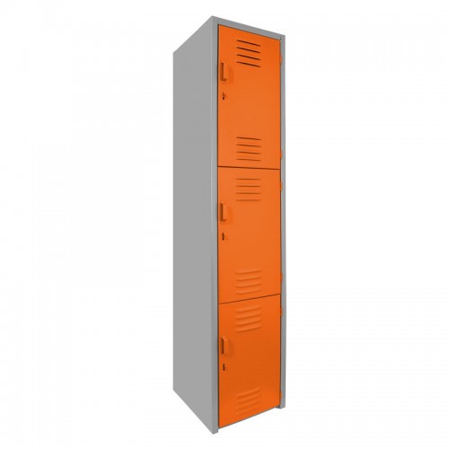 Locker metálico dual grande - 3 puertas naranja